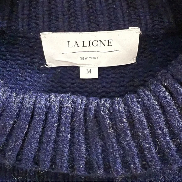 La Ligne New York Navy Blue and White Striped Knitted Sweater - Size Medium - Picture 2 of 5
